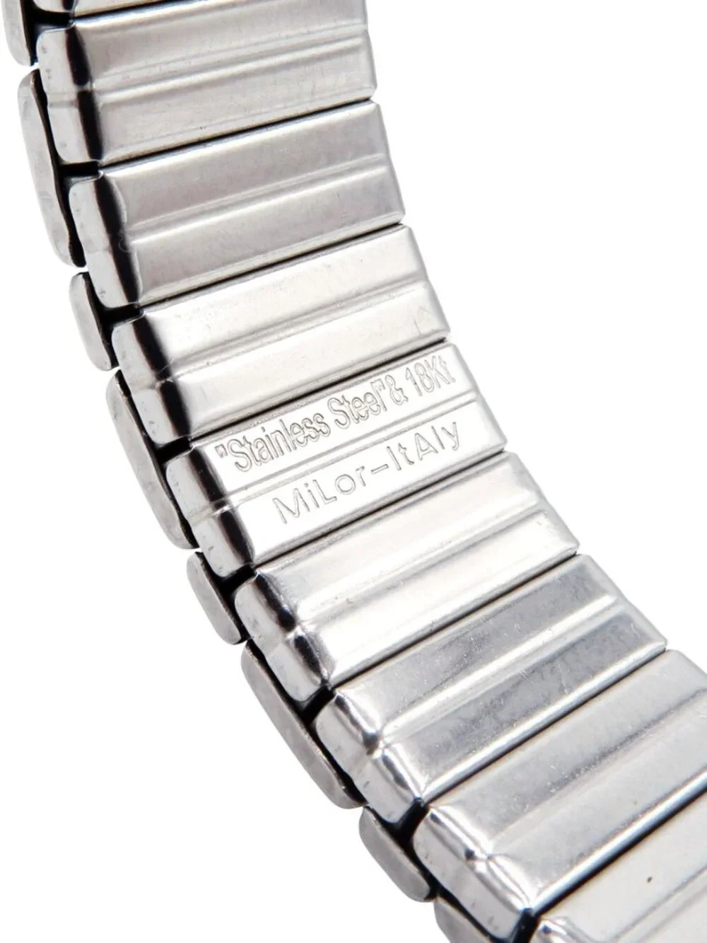 Vintage Milor Italy Stainless Steel & 18K Gold Stretch Expansion Link Bracelet